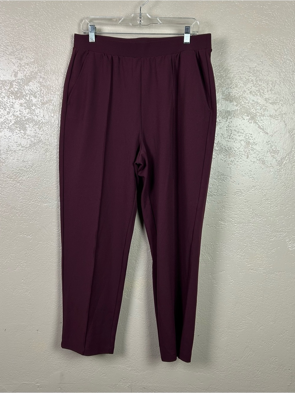 LOFT Plum Elastic-Waist Tapered Trousers